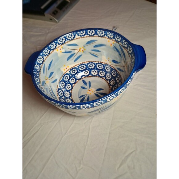 Temp-Tations by Tara-Old World Blue 1.5 Qt. Serving Bowl Lots Of Crazing On Bowl - Picture 2 of 10